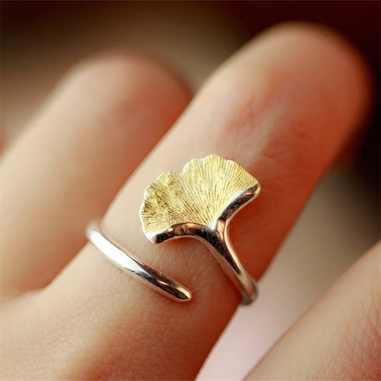 Bagues ouvertes en argent Sterling 925 pour femmes, fleurs de Ginkgo biloba, hypoallergéniques, mode fille, bijoux en argent Sterling