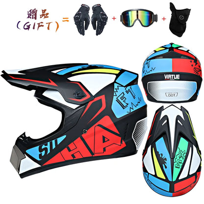 Envoyer 3 pièces cadeau casque de moto enfants casque tout-terrain vélo descente AM DH casque de cross capacete motocross casco