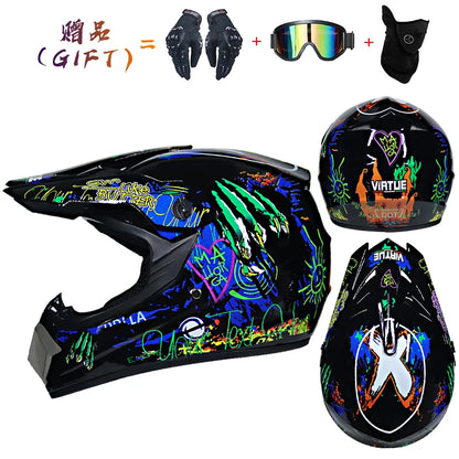 Envoyer 3 pièces cadeau casque de moto enfants casque tout-terrain vélo descente AM DH casque de cross capacete motocross casco