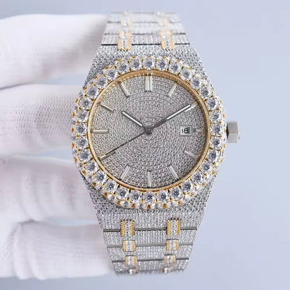 Custom Men's Hip Hop Mechanical Watch Handmade Bling Bling Completely Chilled Out Chest VVS Mossany Watch
