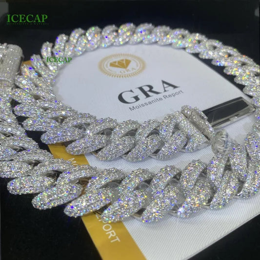Collier Moissanite Hip-Hop – Argent Massif Plaqué Or ou Argent