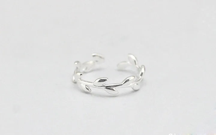 Bagues en argent Sterling 925 pour femmes, anneau ouvert à feuilles simples, hypoallergénique, bijoux cadeaux pour filles
