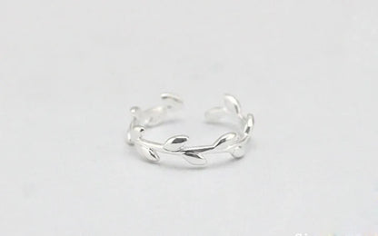 Bagues en argent Sterling 925 pour femmes, anneau ouvert à feuilles simples, hypoallergénique, bijoux cadeaux pour filles
