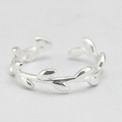 Bagues en argent Sterling 925 pour femmes, anneau ouvert à feuilles simples, hypoallergénique, bijoux cadeaux pour filles
