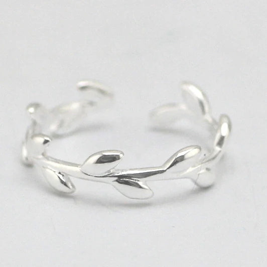 Bagues en argent Sterling 925 pour femmes, anneau ouvert à feuilles simples, hypoallergénique, bijoux cadeaux pour filles