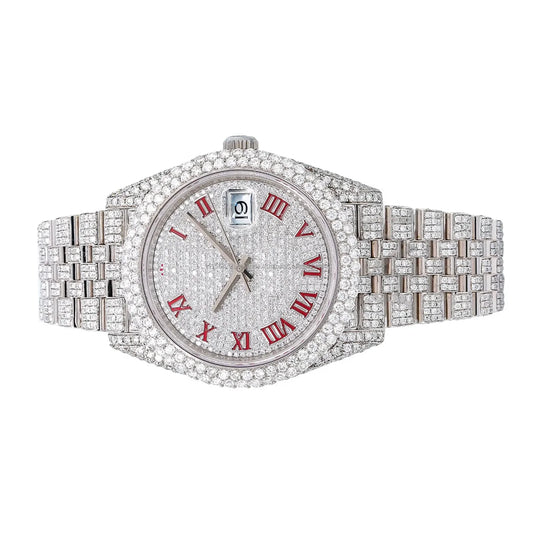 Automatic Hip Hop Style Mechanical Watch Moissanite Dial Square Stainless Steel Case Water Resistant-Square Stainless Steel Case