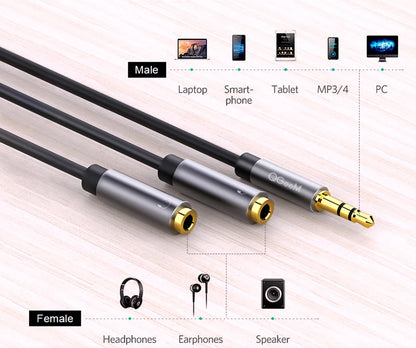 🔊 QGeeM Splitter Audio 3.5mm – Partagez Votre Son en Toute Simplicité ! 🎧🔗