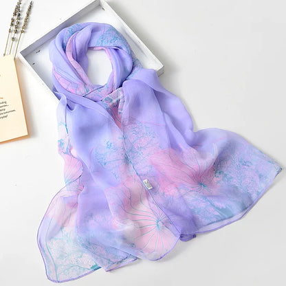 🧣 Foulard en Soie RUNMEIFA – Style Floral & Protection Solaire