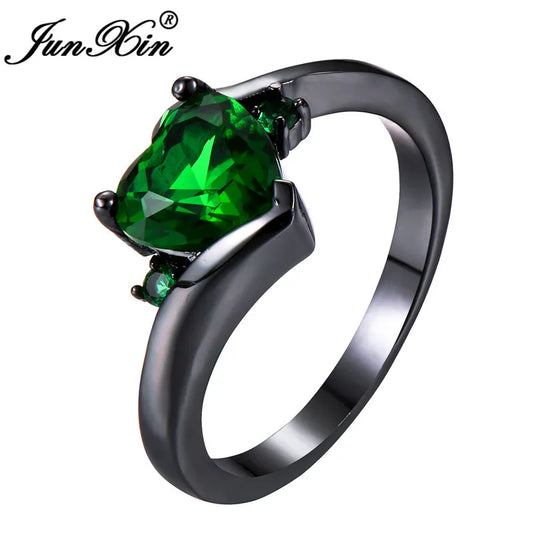 Bagues en forme de cœur en Zircon arc-en-ciel pour femmes, rétro or/noir rempli d'or violet bleu blanc, bague en pierre de cristal, bijoux de mariage CZ