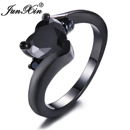 Bagues en forme de cœur en Zircon arc-en-ciel pour femmes, rétro or/noir rempli d'or violet bleu blanc, bague en pierre de cristal, bijoux de mariage CZ