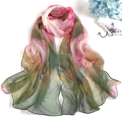 🧣 Foulard en Soie RUNMEIFA – Style Floral & Protection Solaire