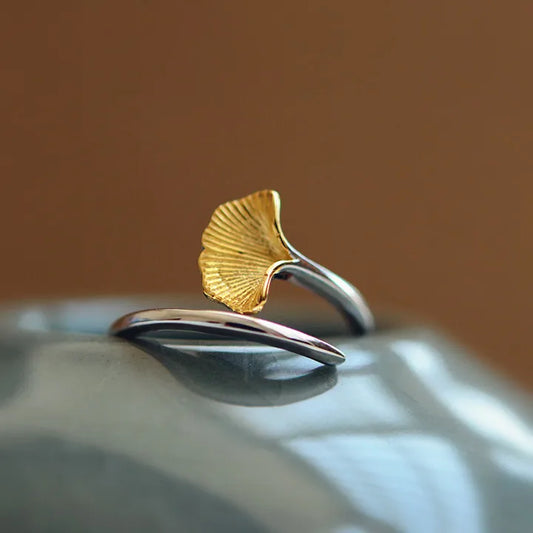 Bagues ouvertes en argent Sterling 925 pour femmes, fleurs de Ginkgo biloba, hypoallergéniques, mode fille, bijoux en argent Sterling