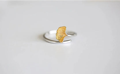 Bagues ouvertes en argent Sterling 925 pour femmes, fleurs de Ginkgo biloba, hypoallergéniques, mode fille, bijoux en argent Sterling
