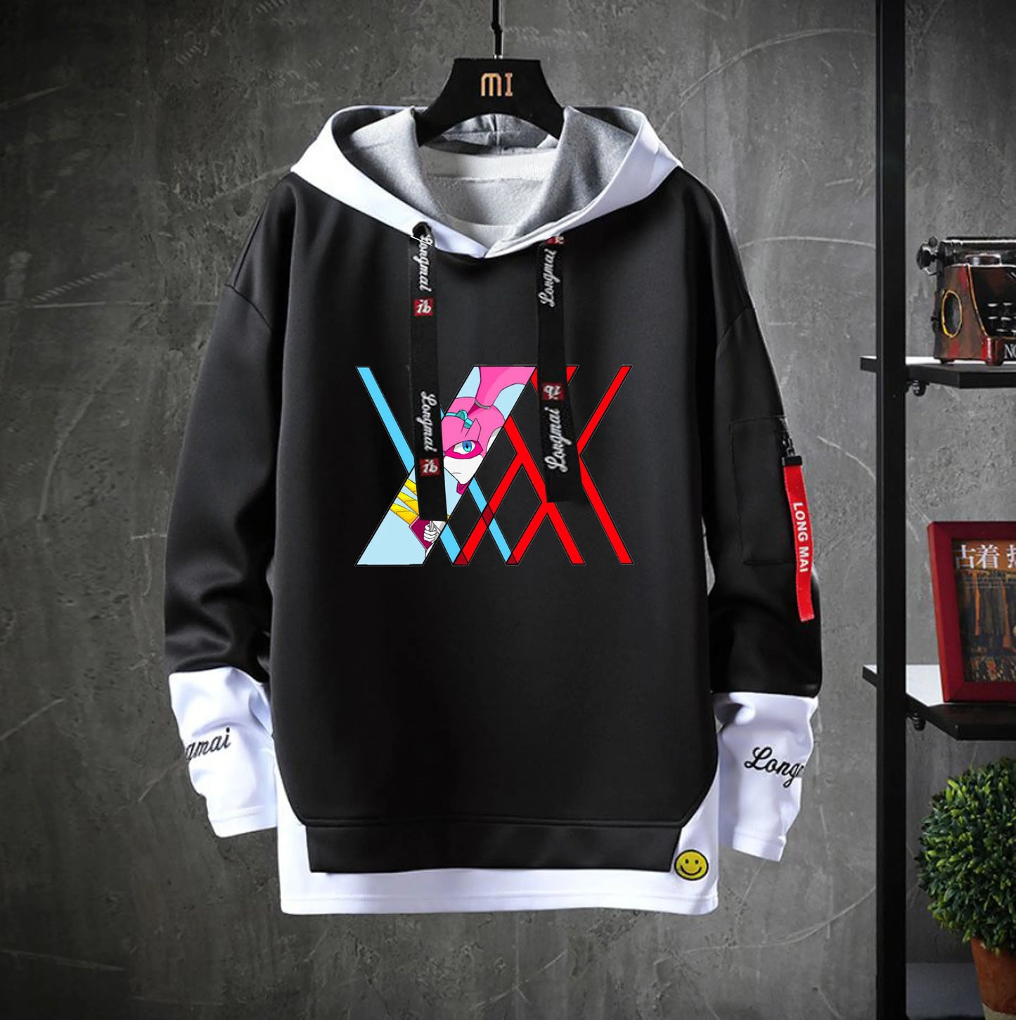 Anime DARLING in  FRANXX Hooded  Costume Unisex Casual Fake Two-Piece Sweatshirt jacket  Teenagers Cartoon Hoodies coat