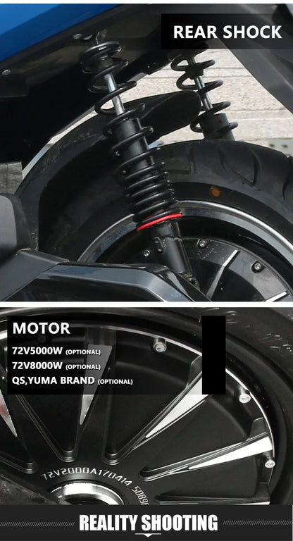 GW-T10 Moto Électrique 72V 50Ah Lithium – 3000W/4000W/5000W, 110km autonomie, 95km/h