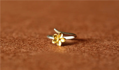 Bagues ouvertes en argent Sterling 925 pour femmes, bijoux à fleurs, hypoallergéniques, à la mode, pour filles