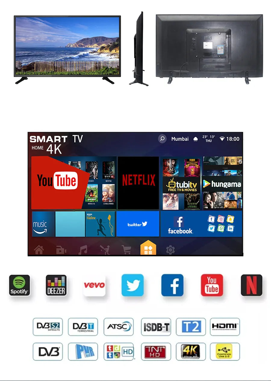inch Smart Android LCD LED TV, 4K TV Factory Flat Screen Television TV, HD LCD LED Best smart TV