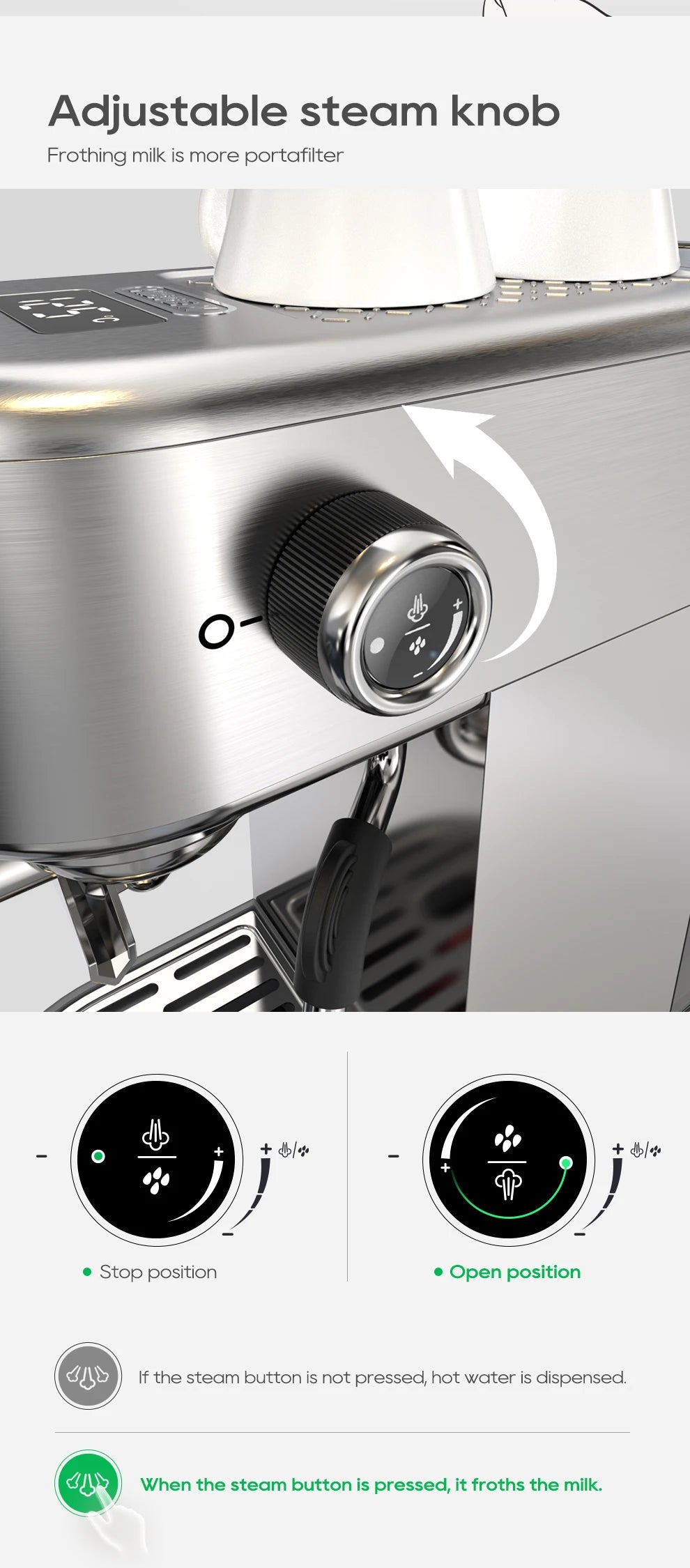 HiBREW H10B – Machine à Expresso Semi-Automatique 20 Bars – Température Réglable – Café Chaud Froid