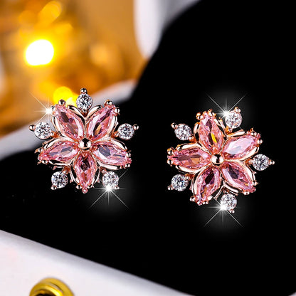 Boucles d'oreilles à tige flocon de neige en pierre pour femme, blanc, violet, mignon, vintage, document en or, bijoux de mariage
