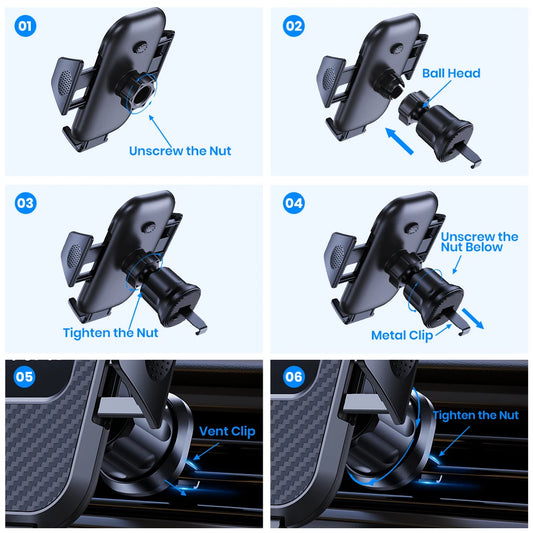 Support Téléphone Voiture TOPK – Clip Ventilation avec Verrouillage Automatique