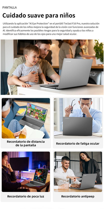 【Nouveau】 Ordinateur portable Teclast F16Pro 15,6" 1920X1080, 12 Go / 16 Go de Ram, 256 Go / 512 Go Rom, clavier rétroéclairé, pour Intel N95, Mini-Hdmi