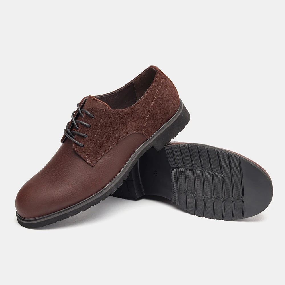 Chaussures décontractées en cuir pour hommes ultralégères et confortables Chaussures Derby en cuir véritable noires pour hommes #KD6675