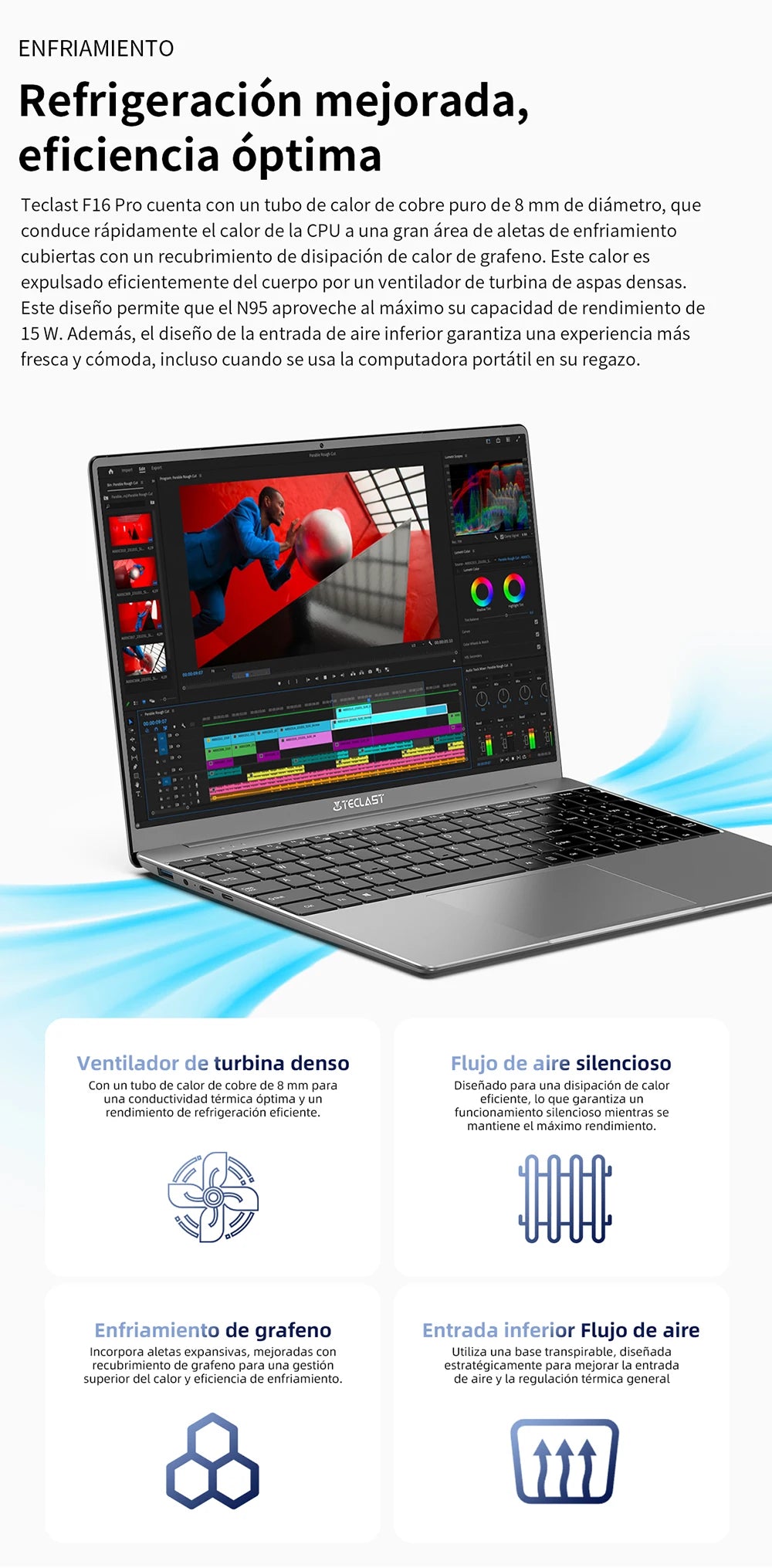 【Nouveau】 Ordinateur portable Teclast F16Pro 15,6" 1920X1080, 12 Go / 16 Go de Ram, 256 Go / 512 Go Rom, clavier rétroéclairé, pour Intel N95, Mini-Hdmi