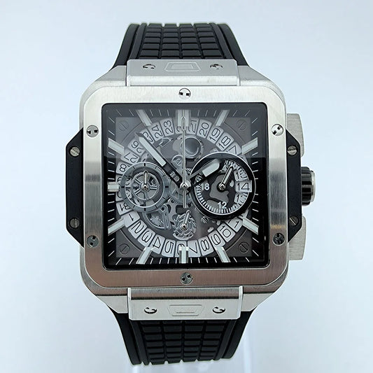 Montre Chronographe VK63 Quartz – Design Carré &amp; Éclairage Vert Lumineux