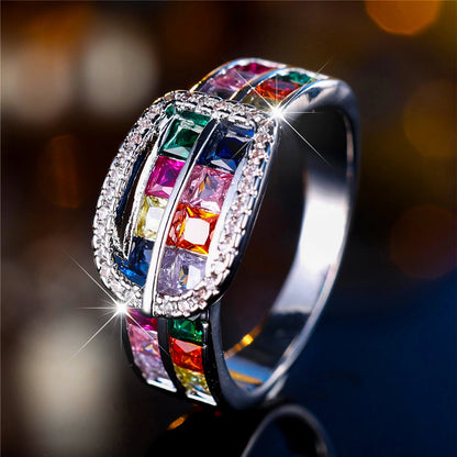 Bague de Luxe en Forme de Petit Arc-en-Ciel pour Femme, Bijou Vintage en Argent pour Patients de Mariage