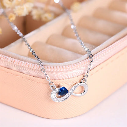 Collier pendentif coeur bleu pour femme, Extron, mignon, document en argent, cadeau de bijoux de mariage, mode féminine