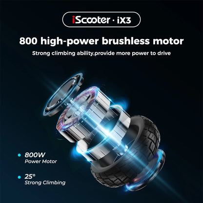 iScooter iX3 – Scooter Électrique Tout-Terrain 800W, 40 km/h, Autonomie 60 km – 10 Pouces