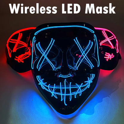 Masque Néon Lumineux EL – Halloween, Cosplay et Purge Effrayant pour Adultes