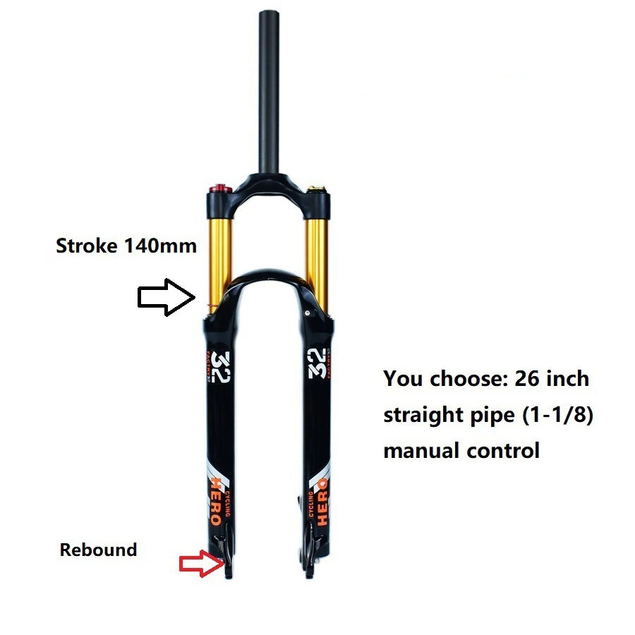 🚴♂️ Fourche à Air VTT en Alliage de Magnésium – Amortisseur de Rebond 140mm