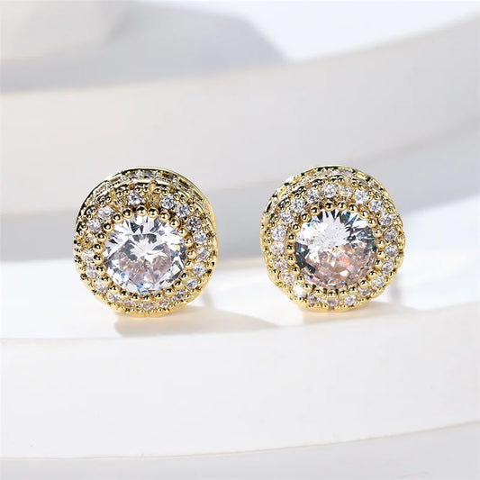 Boucles d'Oreilles de Luxe en Pierre Blanche pour Femme, Bijoux en Or et Argent, Breloque en Clip, pour Mariage