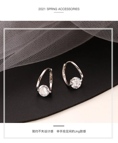 Boucles d'oreilles en argent Sterling 925, cerceau en Zircon coréen, tempérament Simple, exquis, tendance, bijoux Sexy, cadeau, offre spéciale