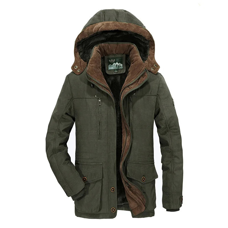 Bonne qualité mâle Fit manteaux d'hiver multi-poches Cargo vestes hommes longs manteaux d'hiver doudoune à capuche décontracté chaud Parkas 7XL