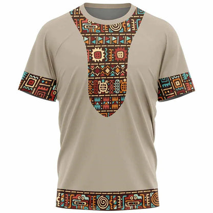 T-shirt Ethnique Tribal Dashiki – Impression 3D Africaine – Unisexe