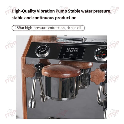 ITOP – Machine à Expresso Professionnelle à Pompe Vibrante, Double Chaudière 2800 W