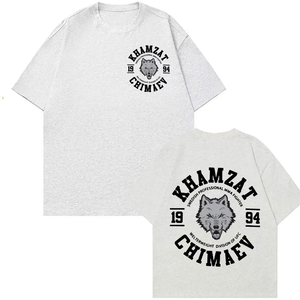 T-shirt Khamzat Chimaev – Homme, 100% Coton, Graphique Vintage, Oversize