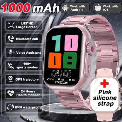 Montre Intelligente BOXUXING 2025 – Écran 1,85", Santé et Sport, Assistant Vocal