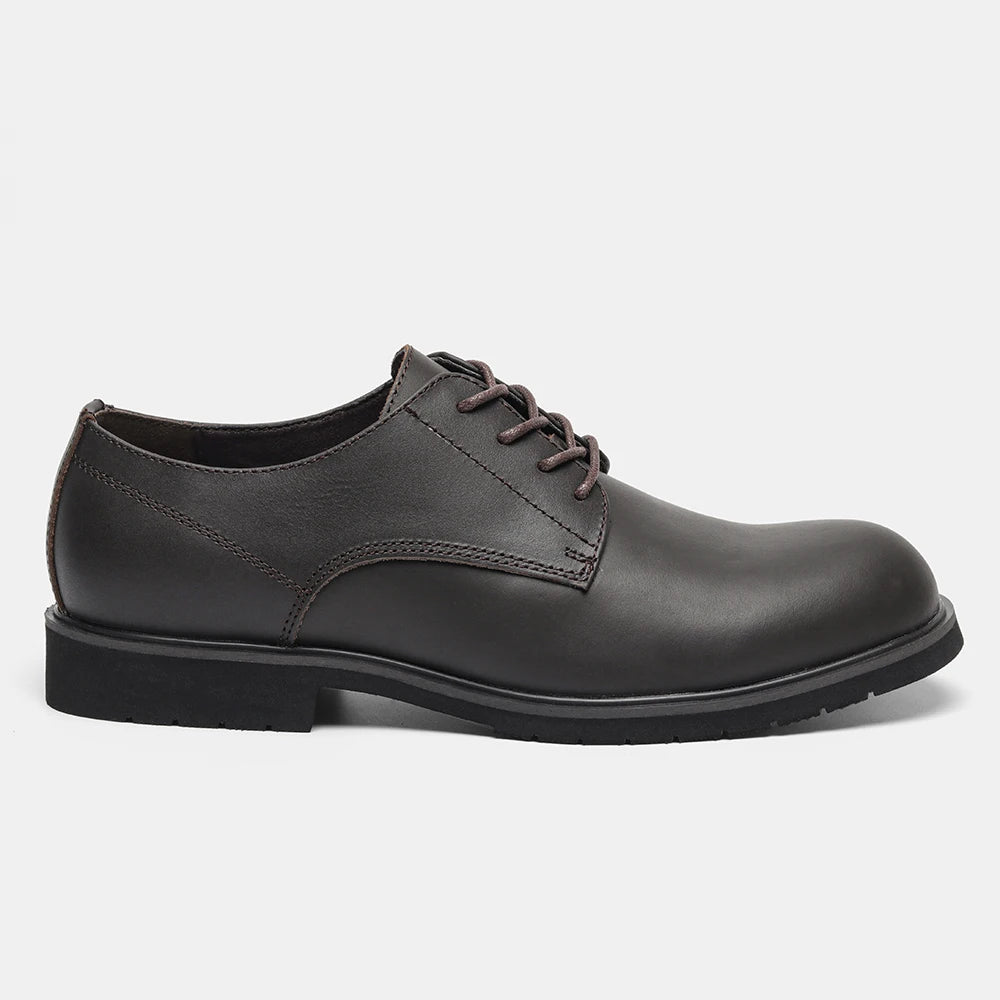 Chaussures décontractées en cuir pour hommes ultralégères et confortables Chaussures Derby en cuir véritable noires pour hommes #KD6675