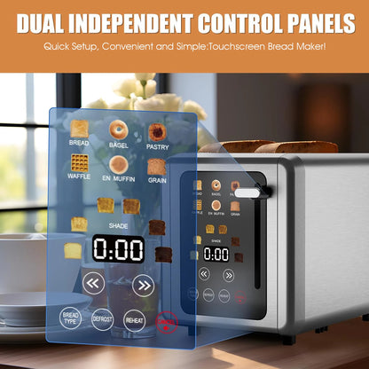 Grille-Pain BAIHUAN KST075AE – Acier Inoxydable, 2 Tranches, Minuterie Digitale
