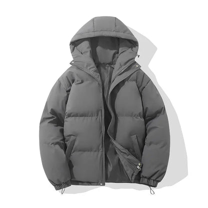 🧥 Doudoune Homme Hiver – Couleur Unie à Capuche (Édition Américaine)