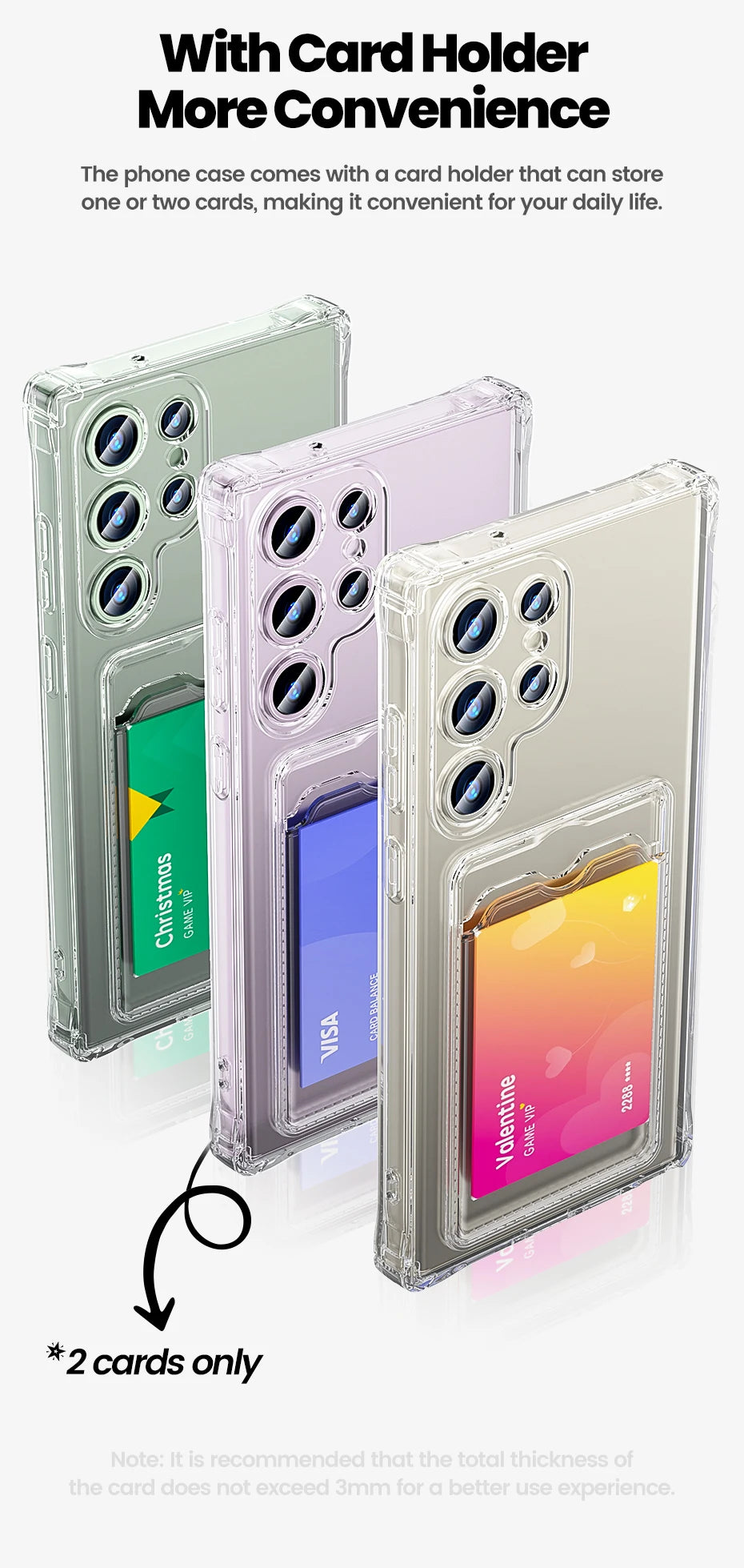 Étui Transparent Toocki avec Porte-Cartes – Coque Souple en PC + TPU pour Smartphone
