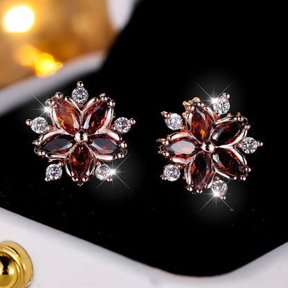 Boucles d'oreilles à tige flocon de neige en pierre pour femme, blanc, violet, mignon, vintage, document en or, bijoux de mariage