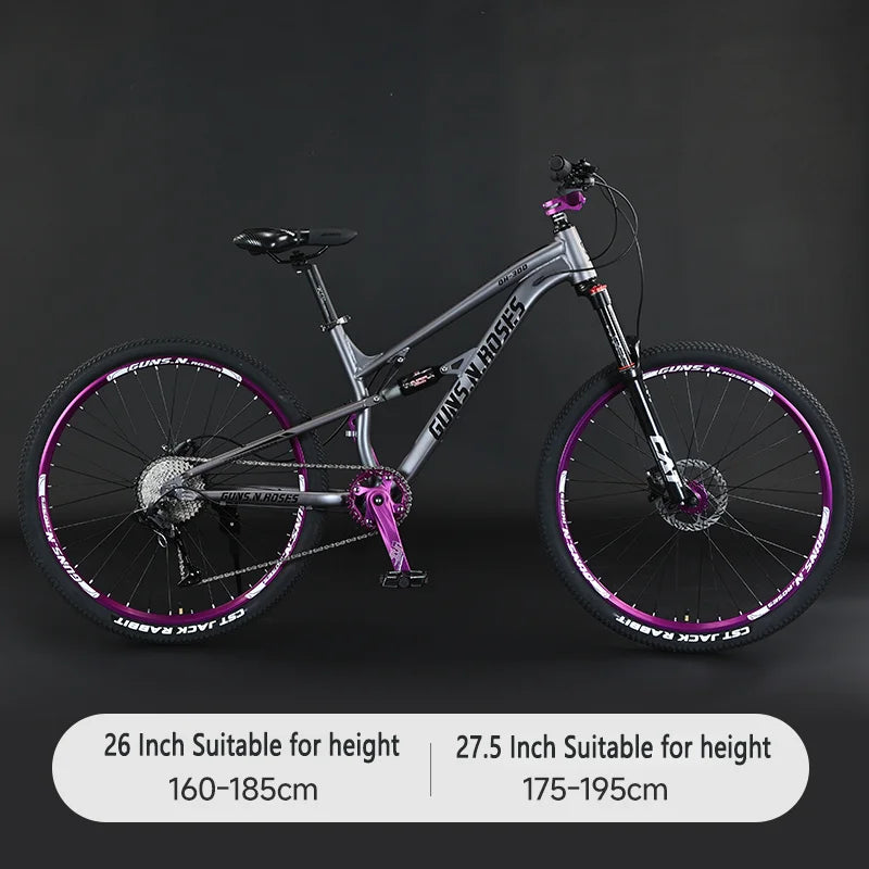🚵 VTT 26"/27,5" 10 vitesses – Suspension pneumatique, cadre aluminium soft-tail
