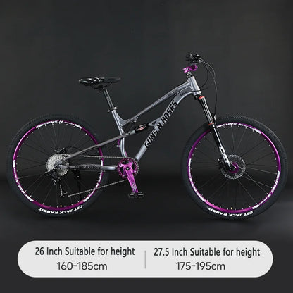 🚵 VTT 26"/27,5" 10 vitesses – Suspension pneumatique, cadre aluminium soft-tail