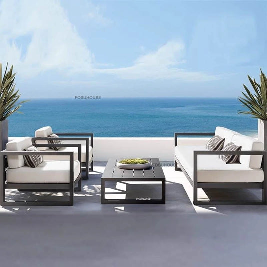 Canapé de cour en plein air européen, fauteuil en alliage d'aluminium, meubles de jardin de luxe, protection solaire, canapé étanche