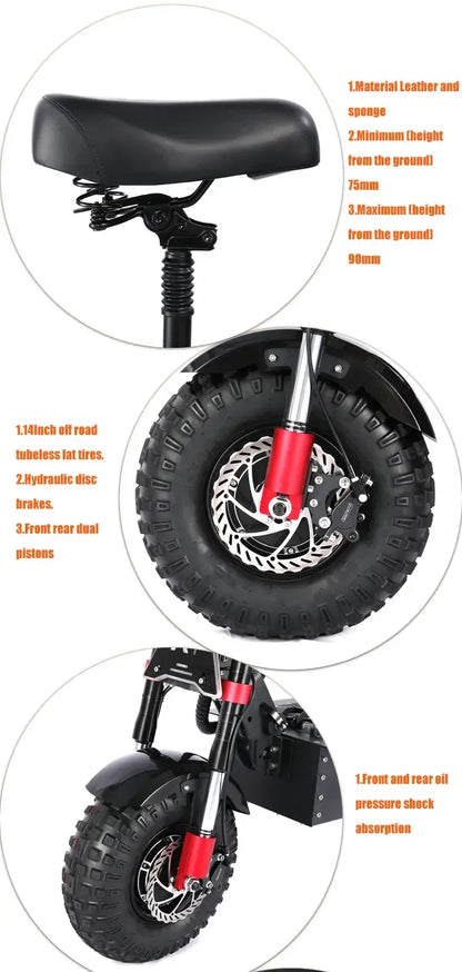 X7 Electric Scooter 8000W Dual Motor 60V 60Ah Battery Top Speed 90 km/h Max Range 140 km Foldable 14 Inch Tires Waterproof