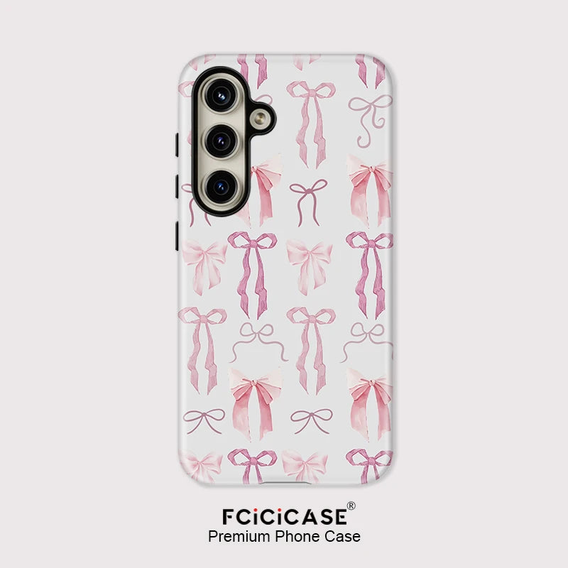 Fcicicase luxe rose noeud papillon coque de téléphone pour Samsung Galaxy A56 5G A36 A 36 A16 A26 antichoc double couche TPU PC couverture souple